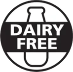 A dairy free seal shown in the Alpha Erec listing artwork